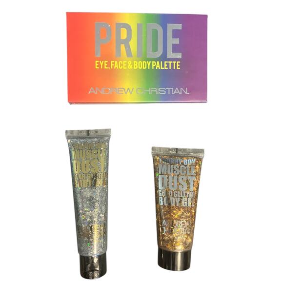 Andrew Christian Body Art Bundle- Pride Palette plus Muscle Dust Gold and Silver - Picture 2 of 6